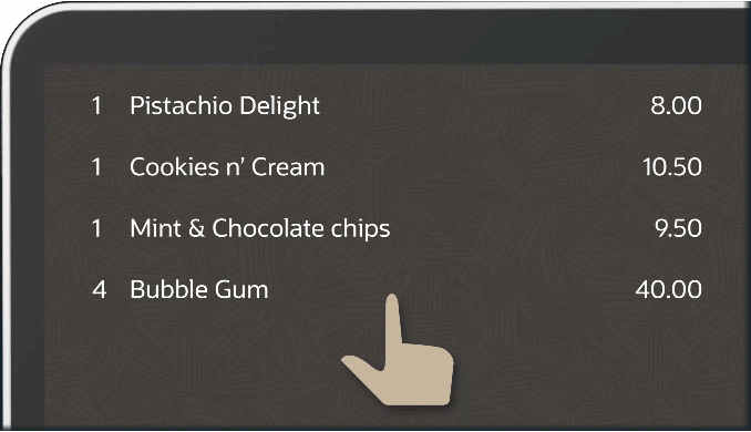 hold frozen yogurt POS gesture