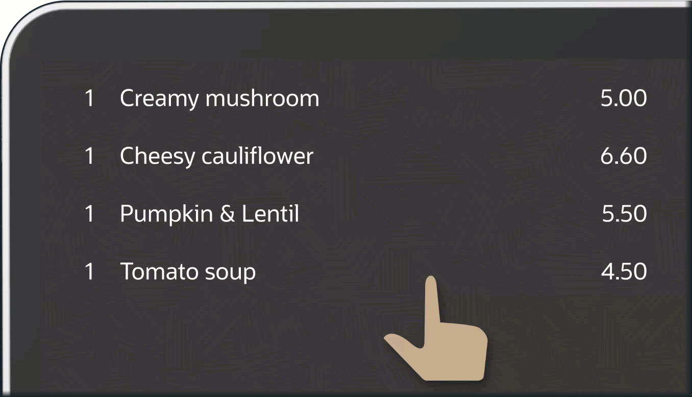 gestures soup pos swipe